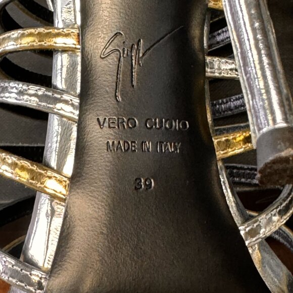 Amazing Giuseppe Zanotti Gold & Silver Gladiator Sandals EU 39 EUC - Picture 6 of 9